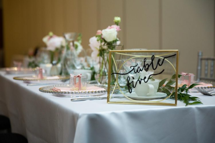 Beautiful Pink and Gold Bridal Shower Table Decor