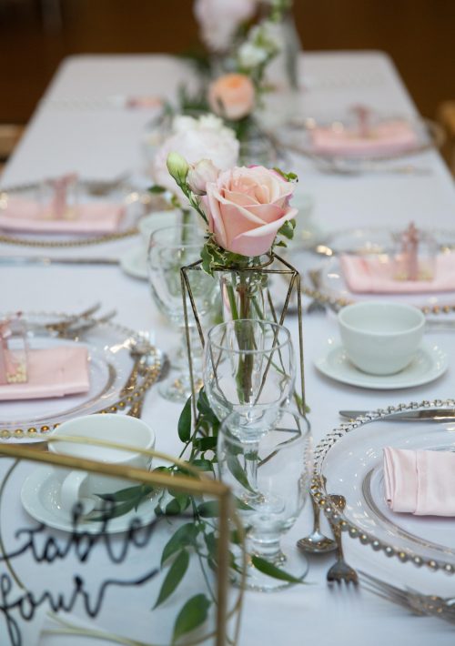 Blush Pink and Gold Table Decor
