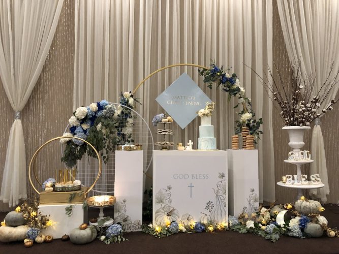 Blue and Gold Baptism Decor