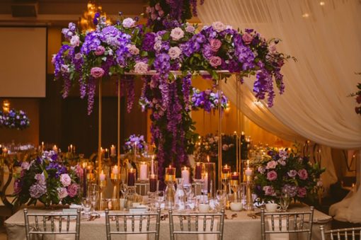 Purple and Gold Centrepieces Wedding