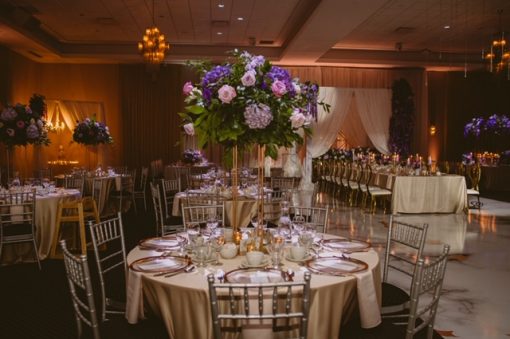 Purple and Gold Centrepieces Wedding