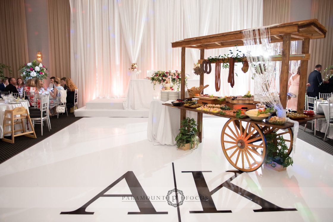 Monogrammed Flooring Wedding Decor at Millennium Gardens