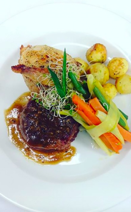 Delicious Chicken and Steak Dinner Plate