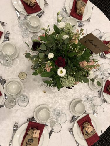 Social Event Red and White Table Decor at Millennium Gardens